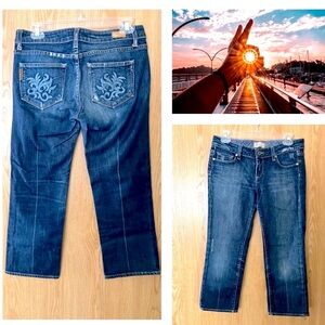 Paige Laurel Canyon Embroidered Cropped Jeans Capris